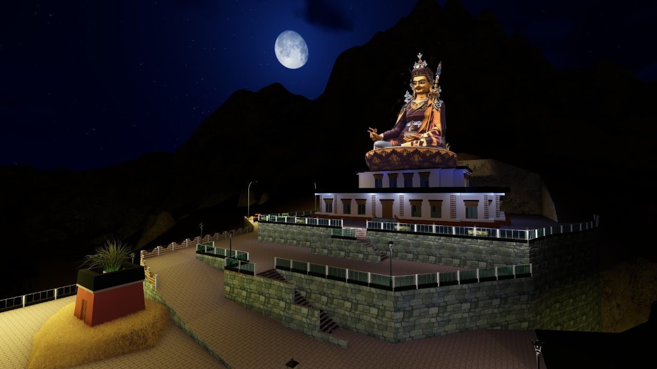 The planned statue and facilities at night