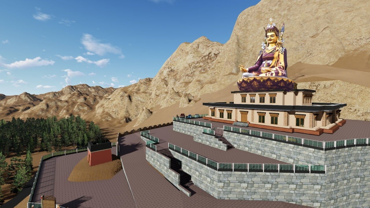Daytime architectural visualisation of the planned statue and surrounding facilities
